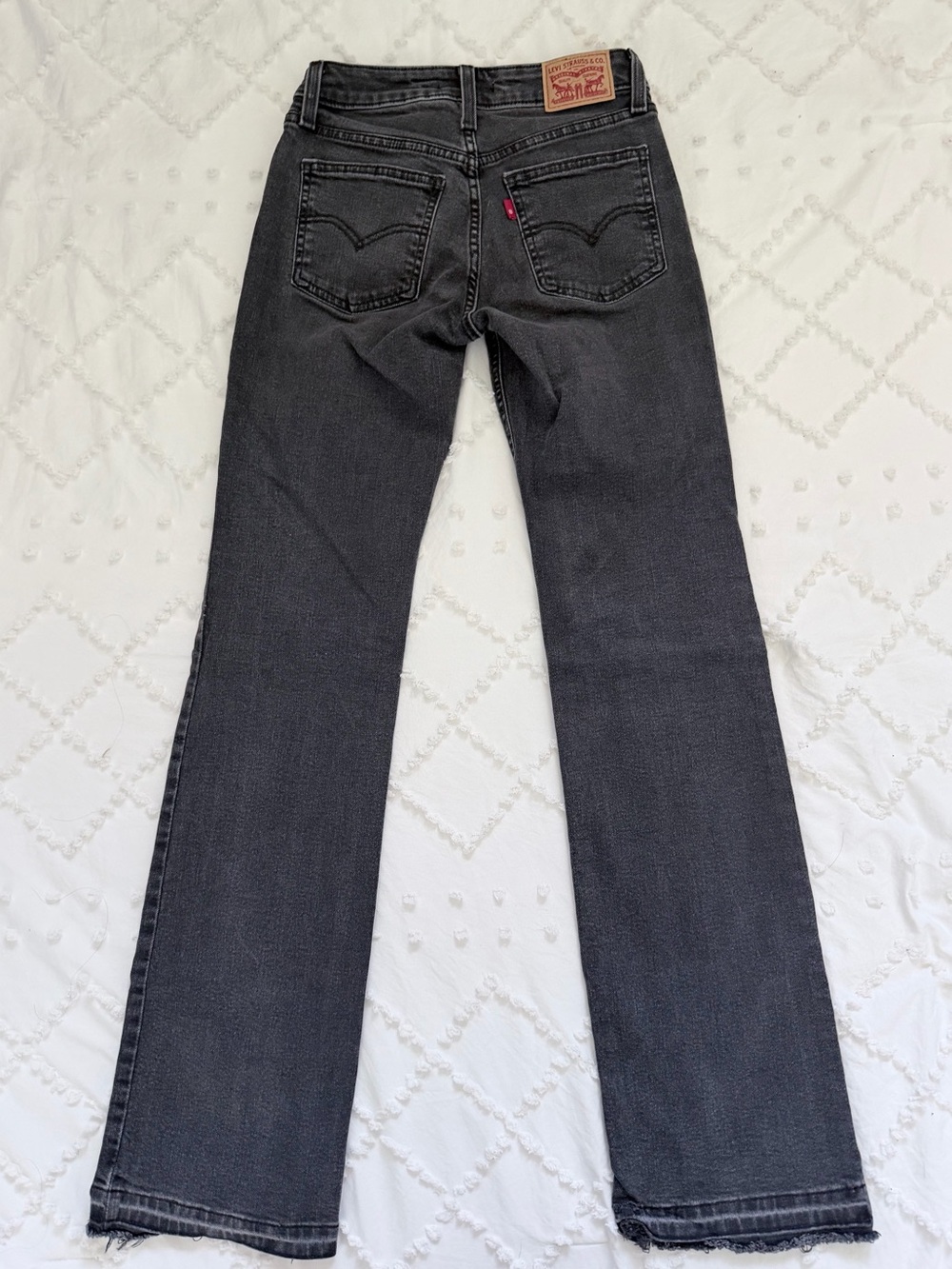 Levi’s Superlow Bootcut Black Jeans Size 24 Raw Hem